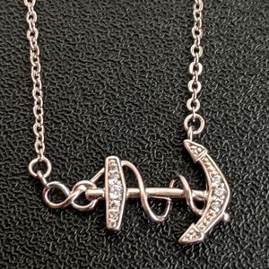 Silver Plated Anchor Necklace Nautical